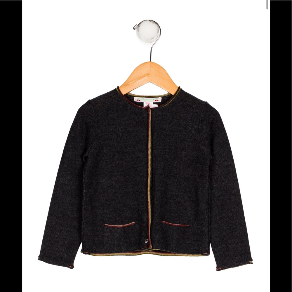 NWT BONPOINT Charcoal Grey Wool Cardigan - Size 2